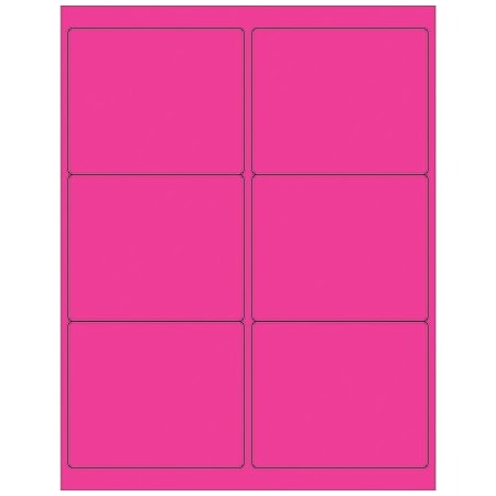 Bsc Preferred 4 x 3 1/3'' Fluorescent Pink Rectangle Laser Labels, 600PK BUY00025313